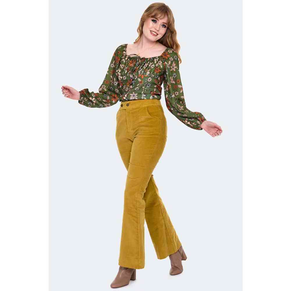 Voodoo Vixen - Corduroy Flared broek - Geel
